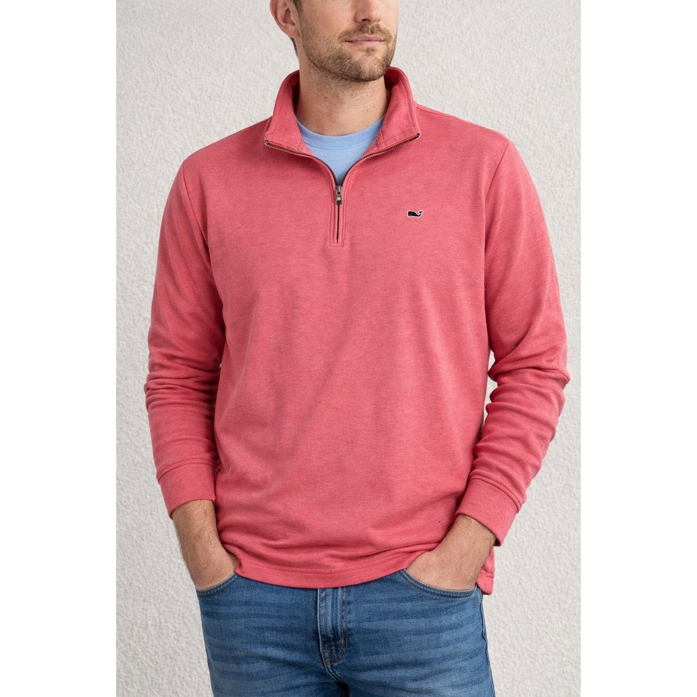 Vineyard Vines‎ Quarter Zip Pullover Men 4XB Coral Logo Coastal Preppy Nautical